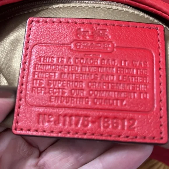 Coach Ashley Leather Shoulder Tote Bag in Brass/True Red - Picture 7 of 9